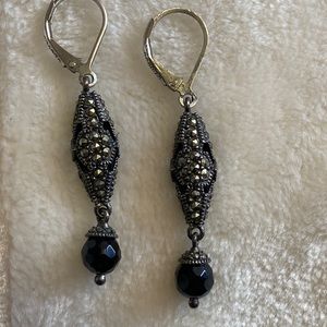 Sterling silver and marcasite dangle earrings